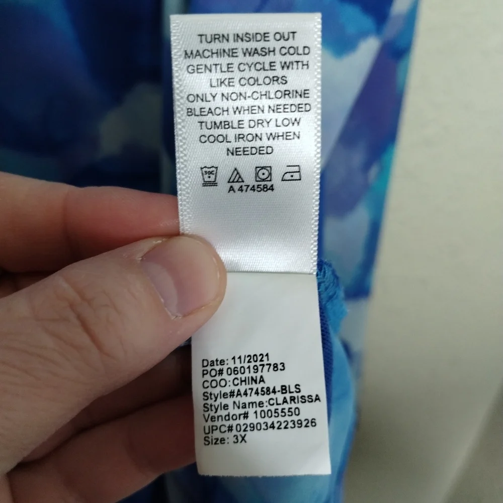 LOGO Layers Lori Goldstein Watercolor Printed Mesh Cardigan Blue Sea Size 3X